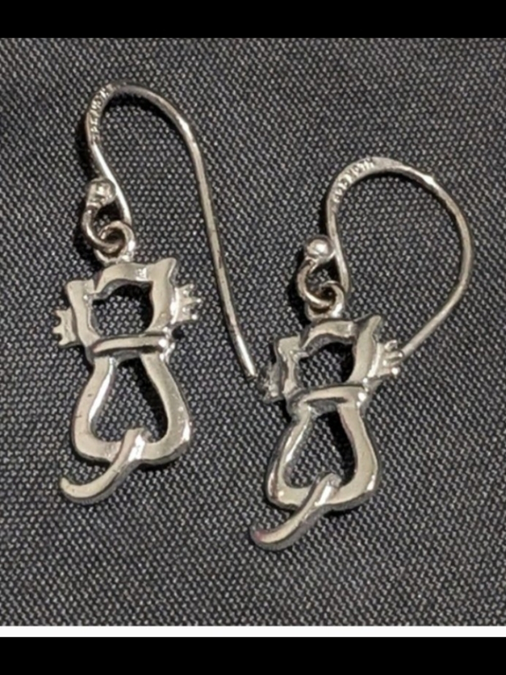 Silver Cat Dangle Earrings - Women's Jewelry